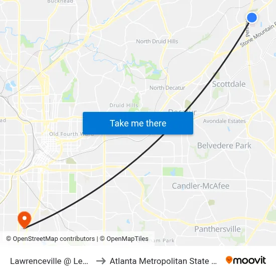 Lawrenceville @ Lee Way to Atlanta Metropolitan State College map