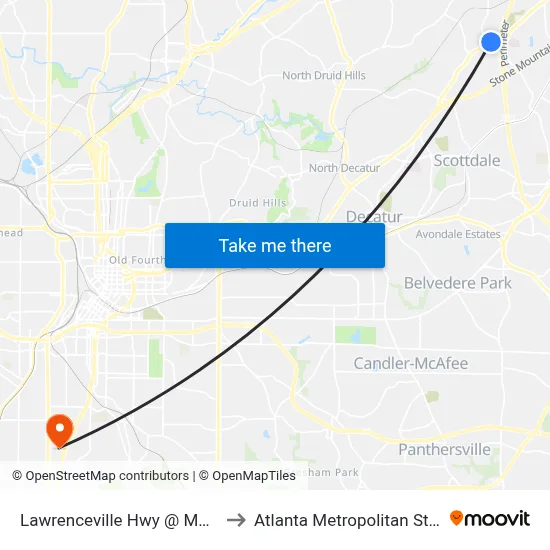 Lawrenceville Hwy @ Montreal Rd W to Atlanta Metropolitan State College map