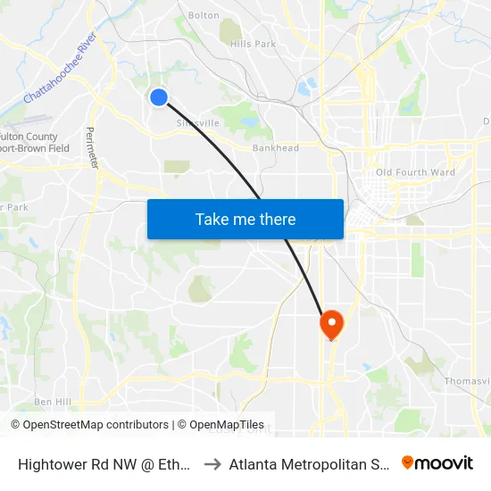 Hightower Rd NW @ Etheridge Dr NW to Atlanta Metropolitan State College map