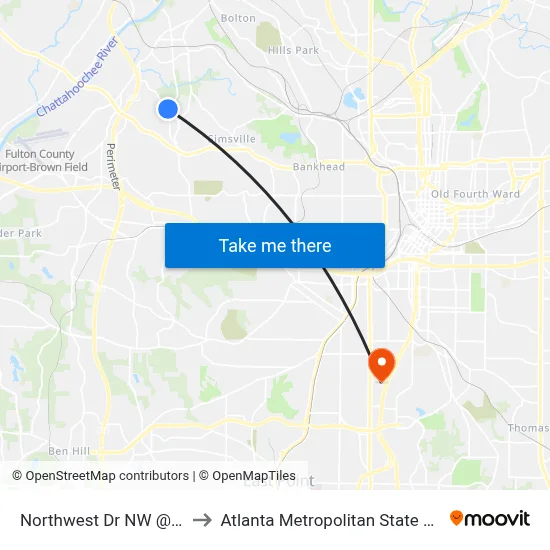 Northwest Dr NW @ 1190 to Atlanta Metropolitan State College map