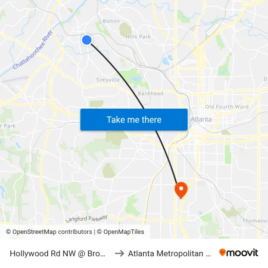 Hollywood Rd NW @ Browntown Rd NW to Atlanta Metropolitan State College map