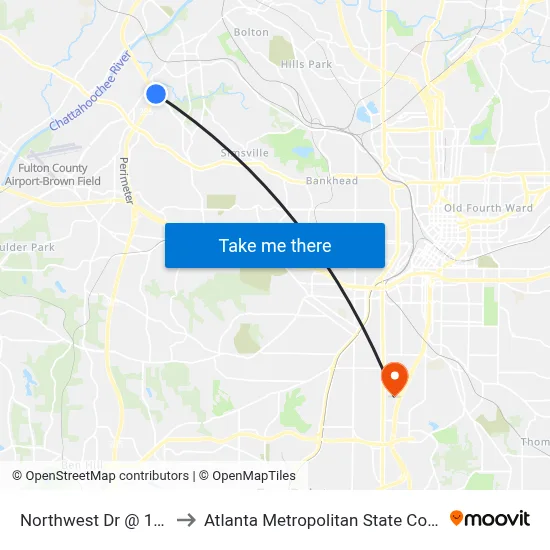 Northwest Dr @ 1514 to Atlanta Metropolitan State College map