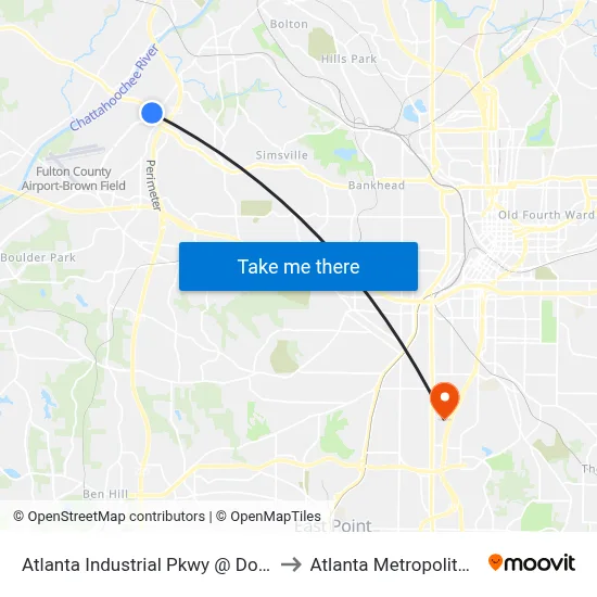Atlanta Industrial Pkwy @ Donald L Hollowell Pkwy to Atlanta Metropolitan State College map