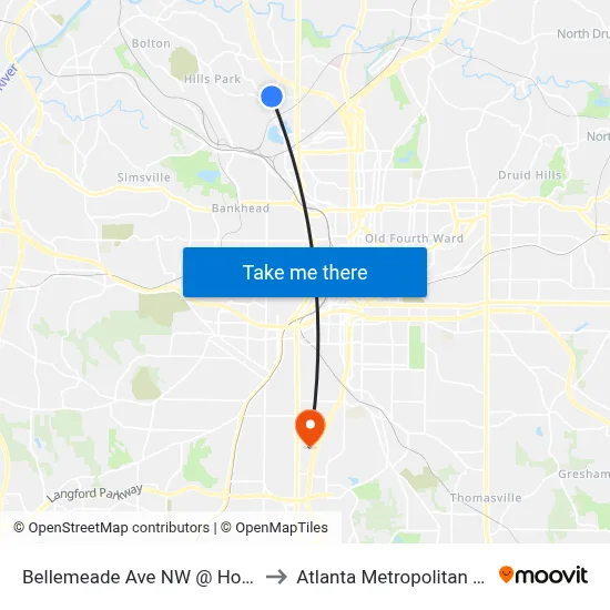 Bellemeade Ave NW @ Howell Mill Rd NW to Atlanta Metropolitan State College map