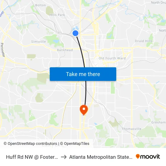Huff Rd NW @ Foster St NW to Atlanta Metropolitan State College map