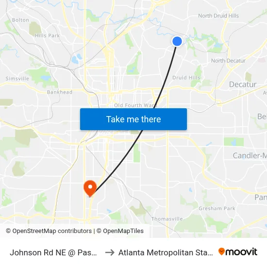 Johnson Rd NE @ Pasadena Ave to Atlanta Metropolitan State College map