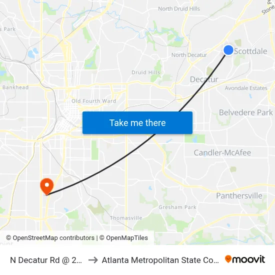 N Decatur Rd @ 2787 to Atlanta Metropolitan State College map