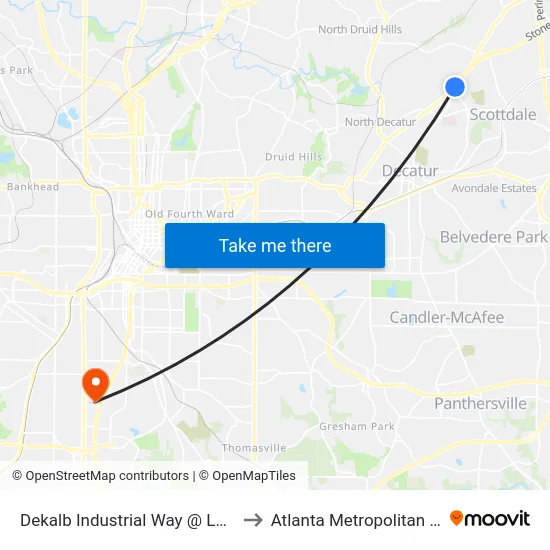 Dekalb Industrial Way @ Lawrenceville Hwy to Atlanta Metropolitan State College map