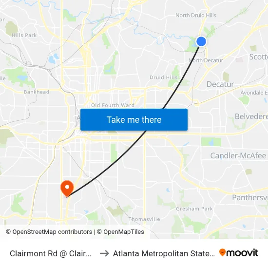 Clairmont Rd @ Clairmont Lk to Atlanta Metropolitan State College map