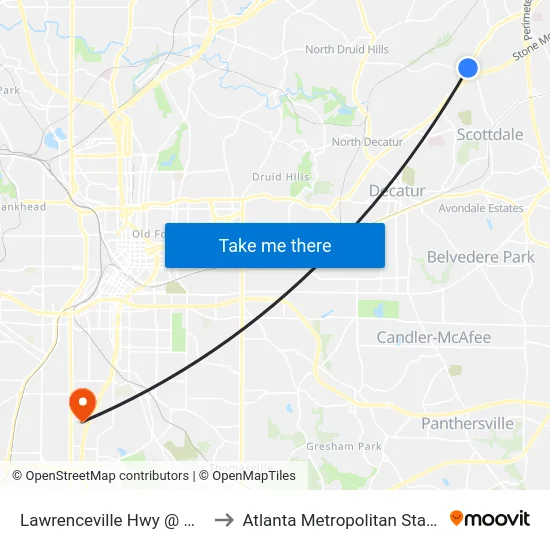 Lawrenceville Hwy @ White Blvd to Atlanta Metropolitan State College map