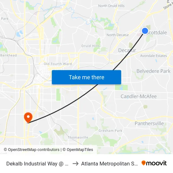 Dekalb Industrial Way @ N Decatur Rd to Atlanta Metropolitan State College map