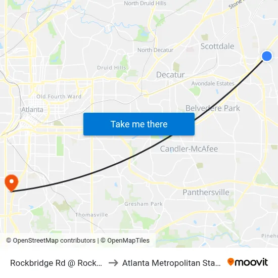Rockbridge Rd @ Rockbridge Trl to Atlanta Metropolitan State College map