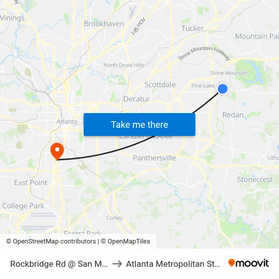 Rockbridge Rd @ San Marcos Way to Atlanta Metropolitan State College map