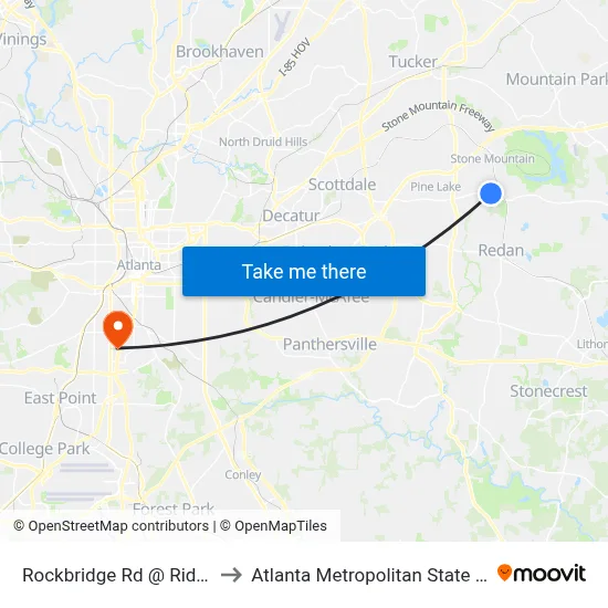 Rockbridge Rd @ Ridge Ave to Atlanta Metropolitan State College map