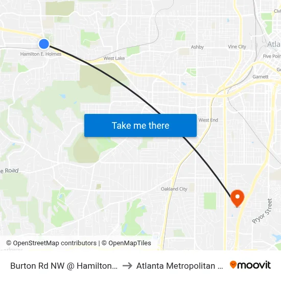 Burton Rd NW @ Hamilton E Holmes Dr N to Atlanta Metropolitan State College map