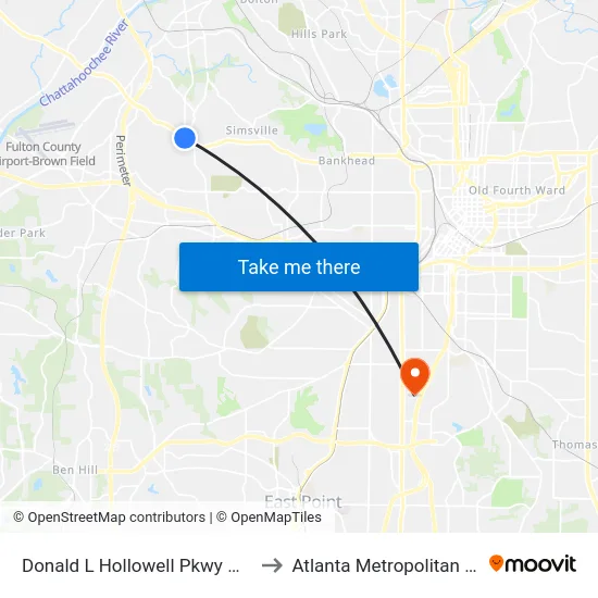 Donald L Hollowell Pkwy @ Ozburn Rd NW to Atlanta Metropolitan State College map