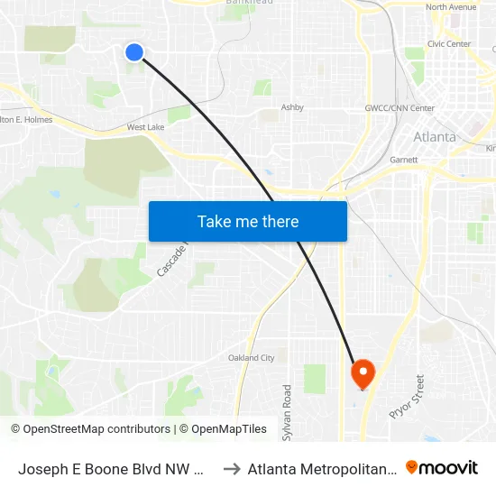 Joseph E Boone Blvd NW @ Simpson Ter NW to Atlanta Metropolitan State College map