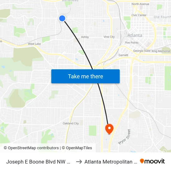 Joseph E Boone Blvd NW @ Burbank Dr NW to Atlanta Metropolitan State College map