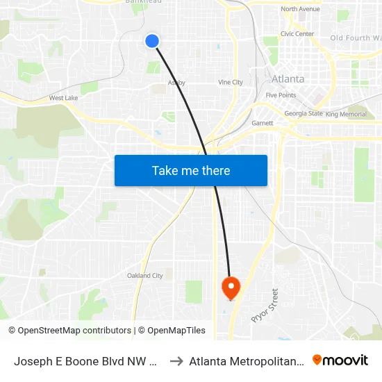 Joseph E Boone Blvd NW @ Archer Way NW to Atlanta Metropolitan State College map