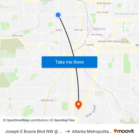 Joseph E Boone Blvd NW @ Joseph E Lowery Blvd to Atlanta Metropolitan State College map