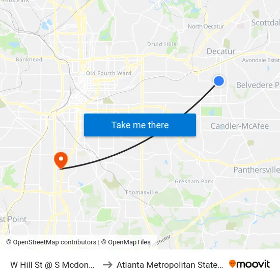 W Hill St @ S Mcdonough St to Atlanta Metropolitan State College map