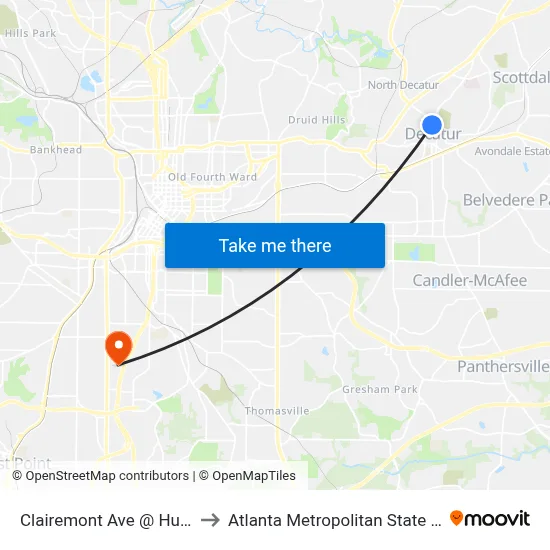 Clairemont Ave @ Hunter St to Atlanta Metropolitan State College map