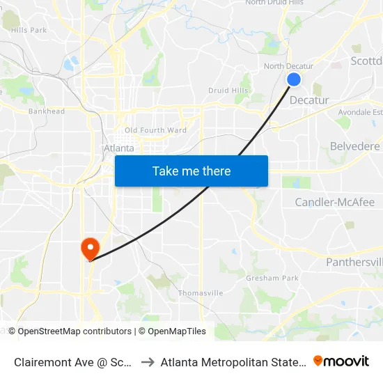 Clairemont Ave @ Scott Blvd to Atlanta Metropolitan State College map
