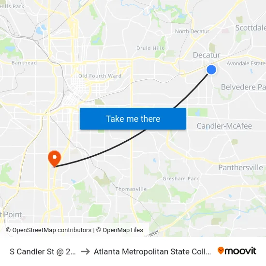 S Candler St @ 206 to Atlanta Metropolitan State College map