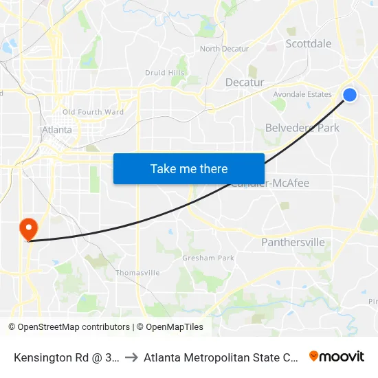 Kensington Rd @ 3560 to Atlanta Metropolitan State College map
