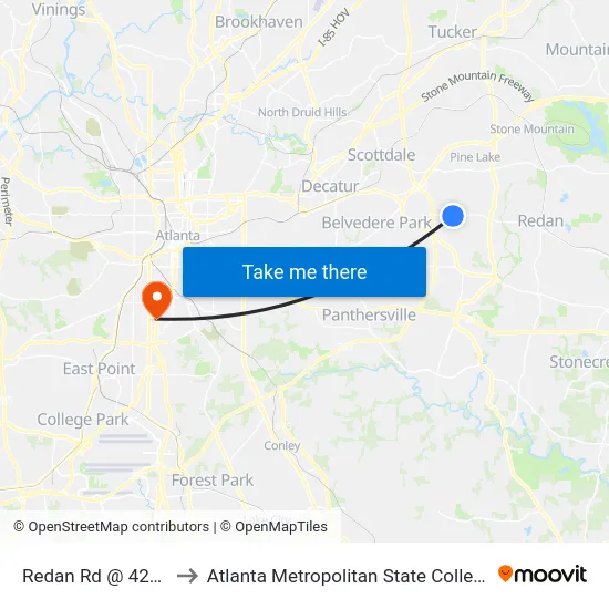 Redan Rd @ 4209 to Atlanta Metropolitan State College map