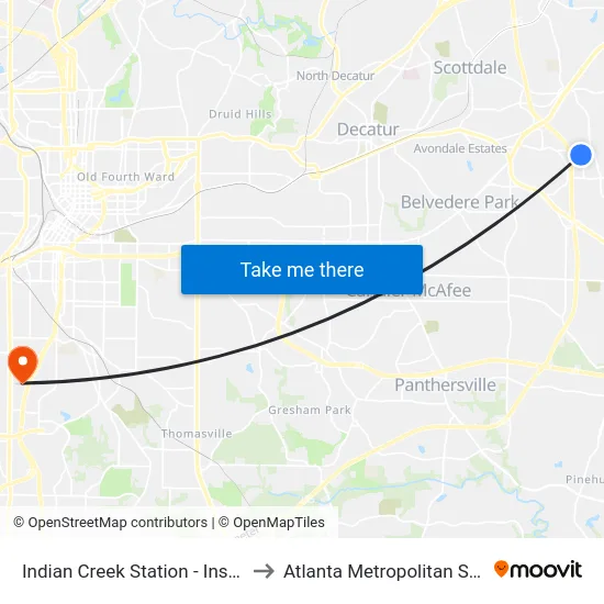 Indian Creek Station - Inside Bus Loop to Atlanta Metropolitan State College map