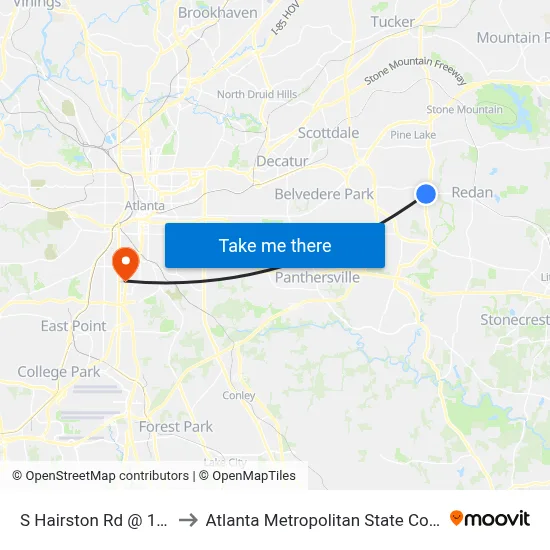 S Hairston Rd @ 1235 to Atlanta Metropolitan State College map