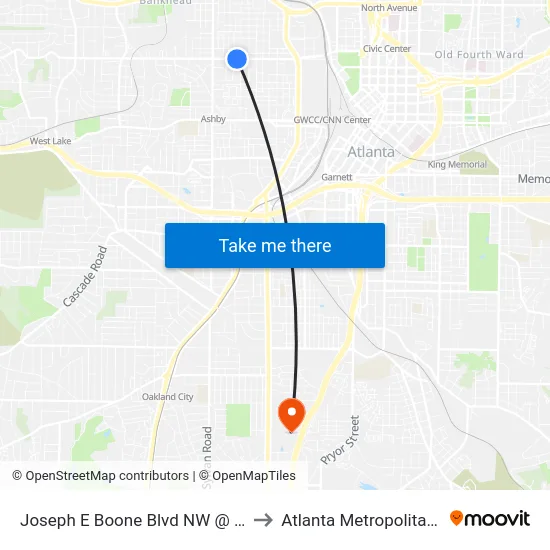 Joseph E Boone Blvd NW @ James P Brawley Dr to Atlanta Metropolitan State College map