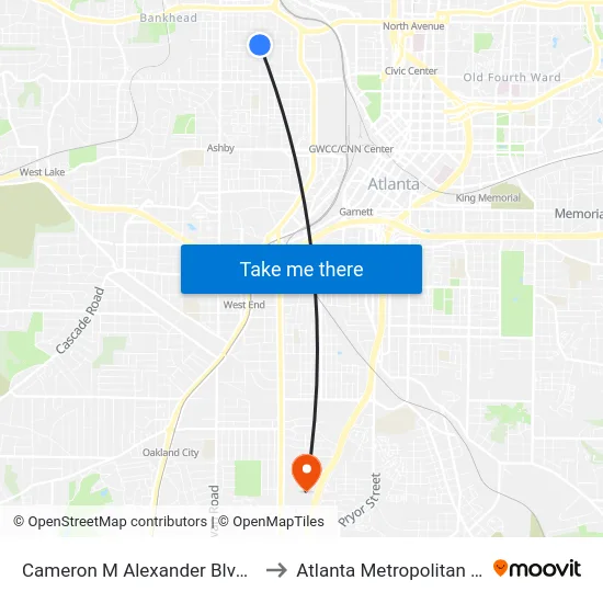 Cameron M Alexander Blvd @ Griffin St NW to Atlanta Metropolitan State College map