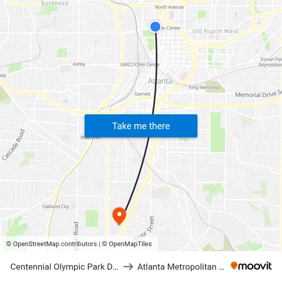 Centennial Olympic Park Dr NW @ Mills St to Atlanta Metropolitan State College map