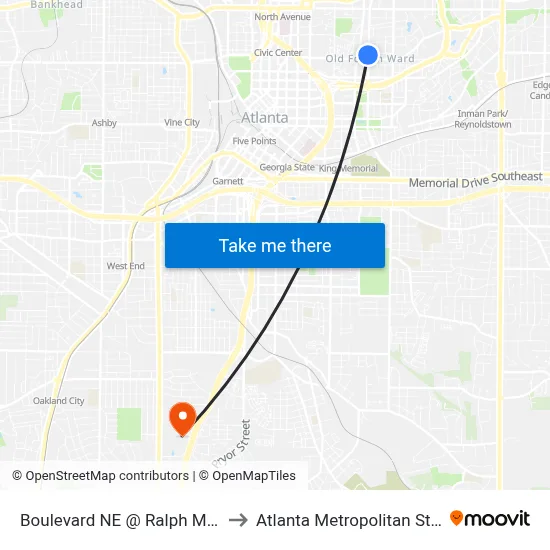 Boulevard NE @ Ralph Mcgill Blvd NE to Atlanta Metropolitan State College map