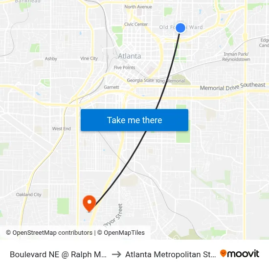 Boulevard NE @ Ralph Mcgill Blvd NE to Atlanta Metropolitan State College map
