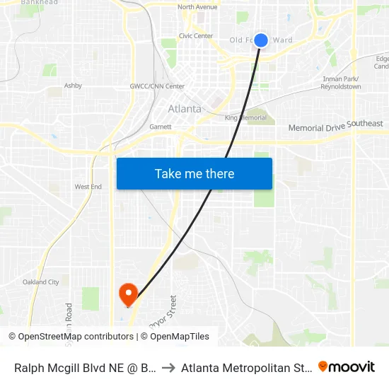 Ralph Mcgill Blvd NE @ Boulevard NE to Atlanta Metropolitan State College map
