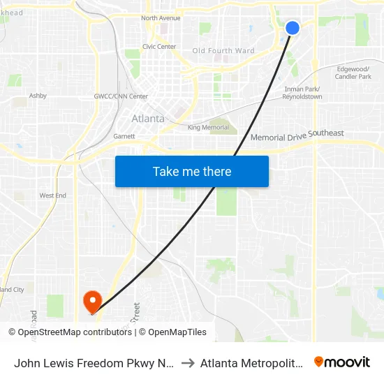 John Lewis Freedom Pkwy NE @ Carter Center Entr to Atlanta Metropolitan State College map