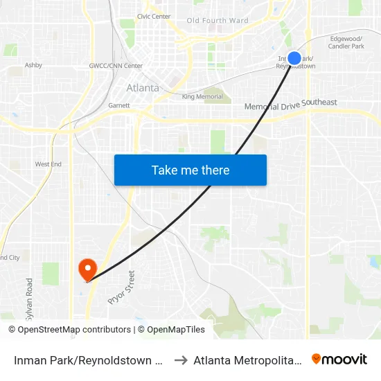 Inman Park/Reynoldstown Station - South Loop to Atlanta Metropolitan State College map