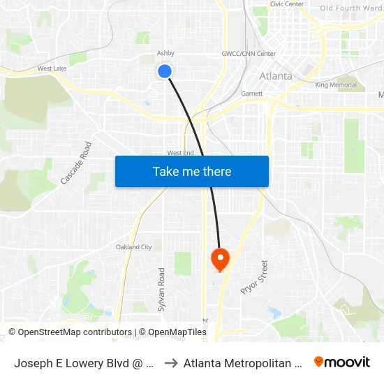 Joseph E Lowery Blvd @ Parsons St SW to Atlanta Metropolitan State College map
