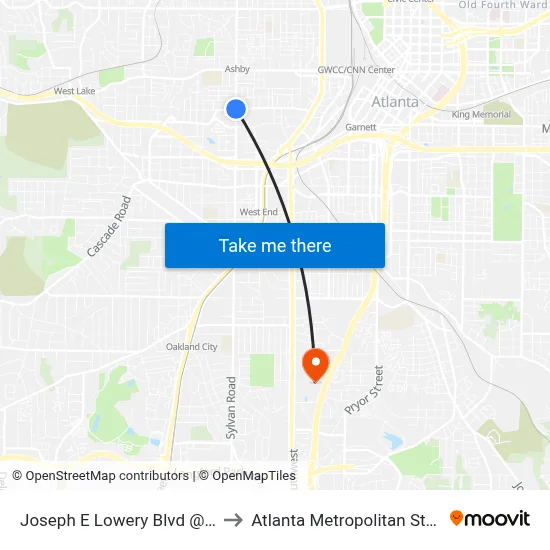 Joseph E Lowery Blvd @ Fair St SW to Atlanta Metropolitan State College map