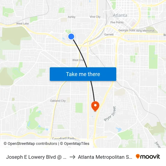 Joseph E Lowery Blvd @ Sells Ave SW to Atlanta Metropolitan State College map