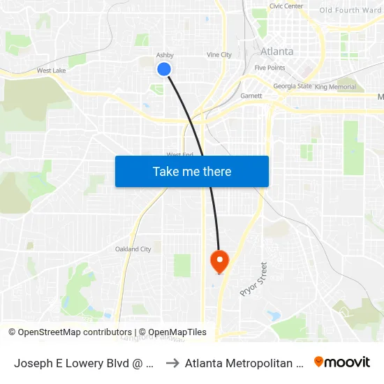 Joseph E Lowery Blvd @ Beckwith St SW to Atlanta Metropolitan State College map