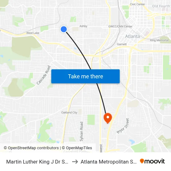 Martin Luther King J Dr SW @ Burbank to Atlanta Metropolitan State College map