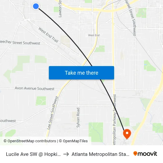 Lucile Ave SW @ Hopkins St SW to Atlanta Metropolitan State College map