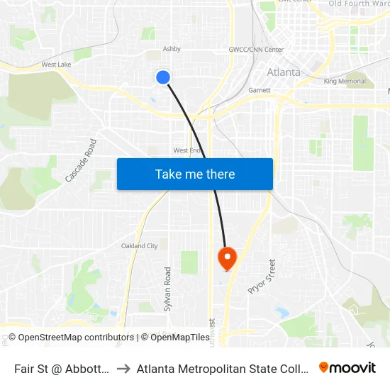 Fair St @ Abbott St to Atlanta Metropolitan State College map