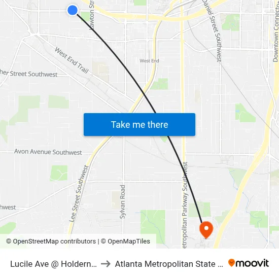 Lucile Ave @ Holderness St to Atlanta Metropolitan State College map