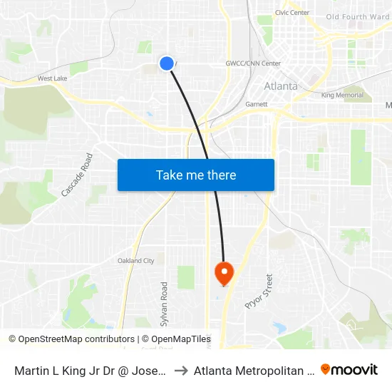 Martin L King Jr Dr @ Joseph E Lowery Blvd to Atlanta Metropolitan State College map