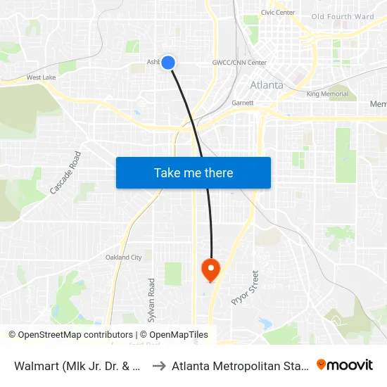 Walmart (Mlk Jr. Dr. & Sncc Way) to Atlanta Metropolitan State College map